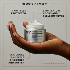 No7 Future Renew lightweight hydration on the face with a smooth finish