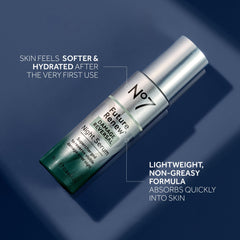 No7 Future Renew Night Serum application on clean skin.