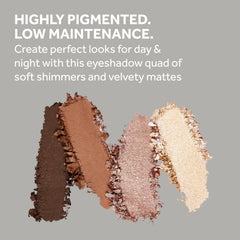 Close-up of No7 Pro Artist Eyeshadow textures: matte and shimmer blends.