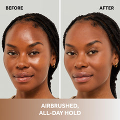 No7 powder puff application demonstrating easy blending for a matte, oil-free look.