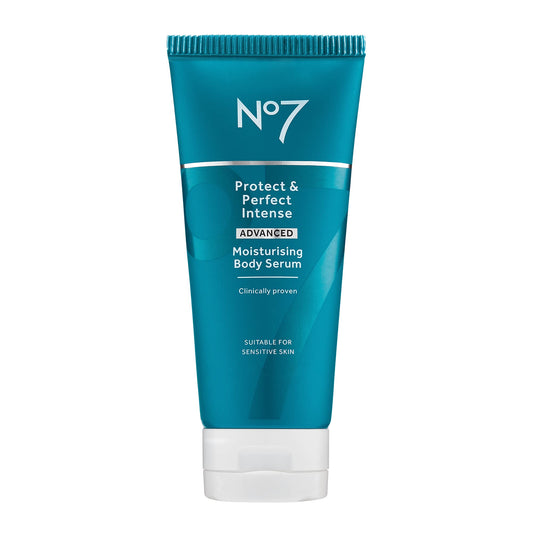 No7 Protect & Perfect Body Serum bottle pour for quick hydration
