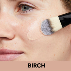 Swatch of No7 Protect & Perfect Foundation on skin showing buildable coverage.