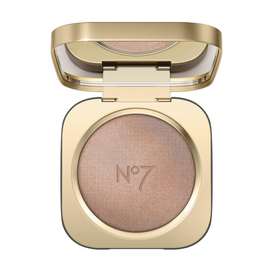 No7 Radiant Glow Highlighter Bronze Silk pack shot showing silky texture for luminous makeup