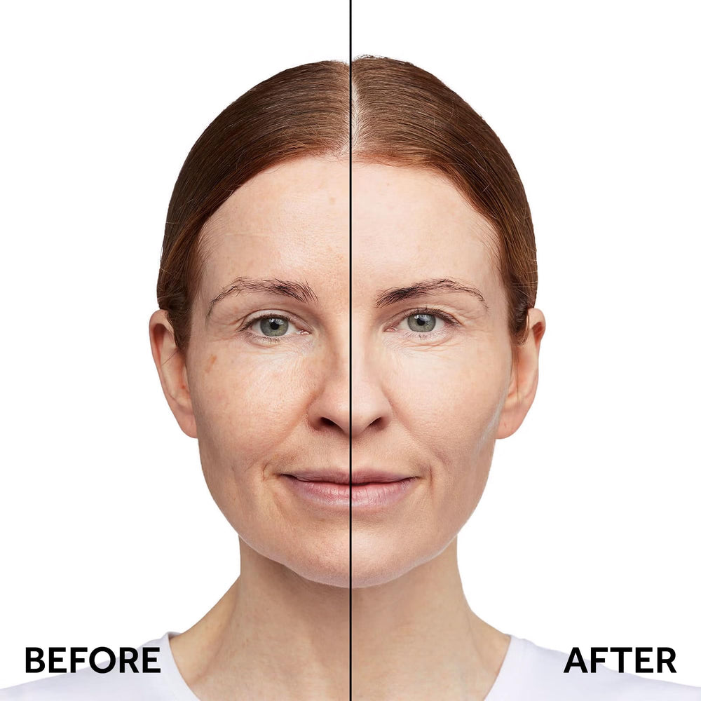 Close-up of skin after No7 foundation reveals smoother texture and even tone.