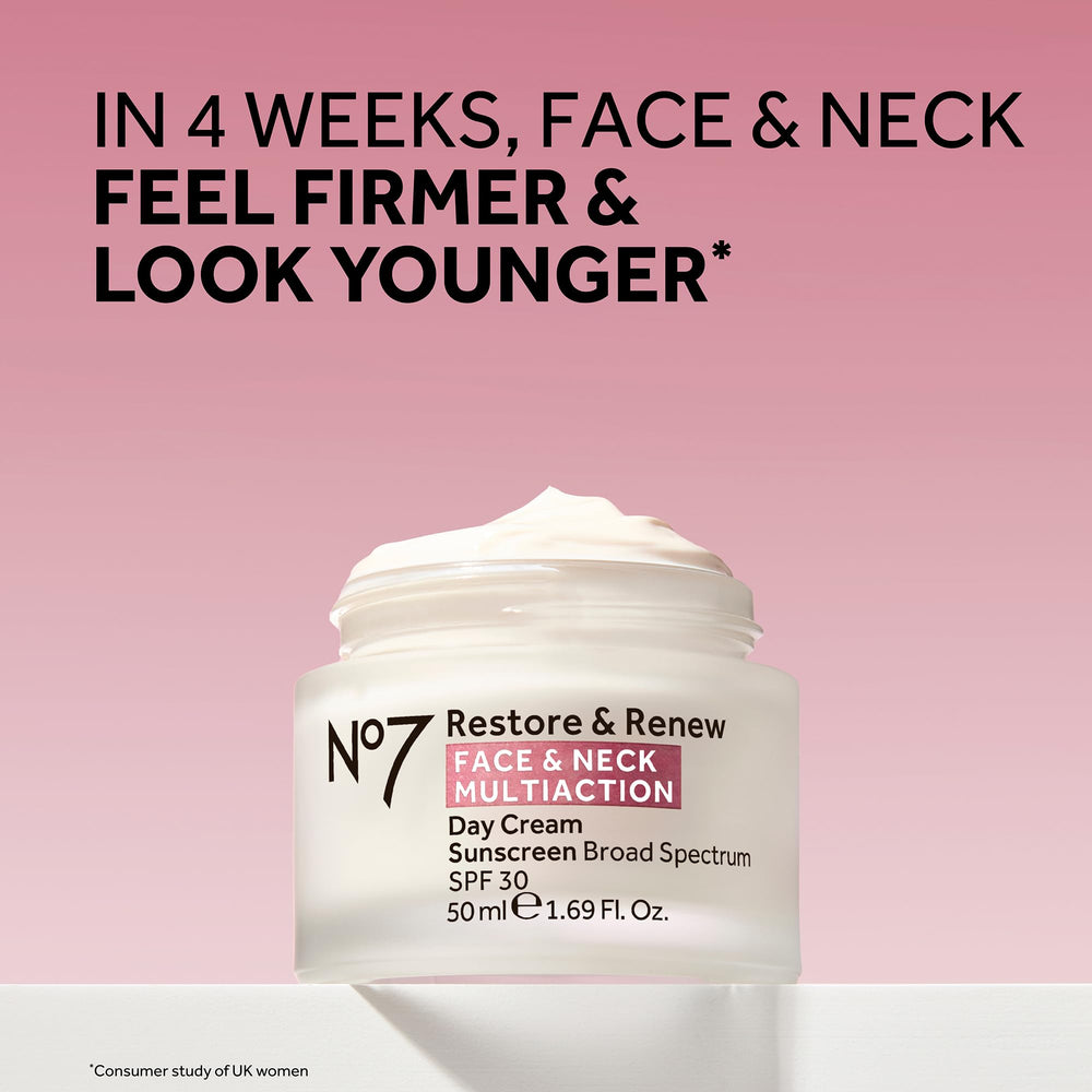 No7 cream being applied to the neck for firmness.