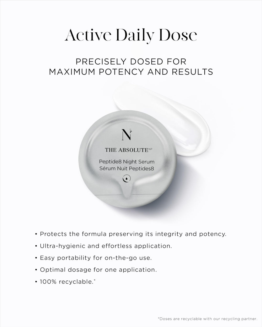 Noble Panacea Peptide8 Night Serum applied to face during night routine