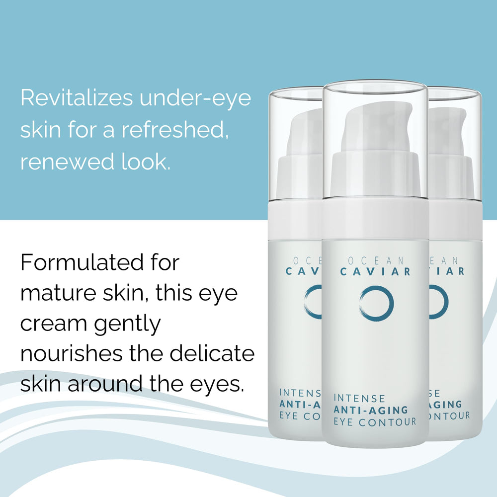 Noche Y Dia Caviar Eye Contour cream swirl highlights rich texture for under-eye use.