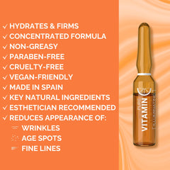 Noche Y Dia Vitamin C Ampoule Oil bottle application demonstrates rapid absorption.