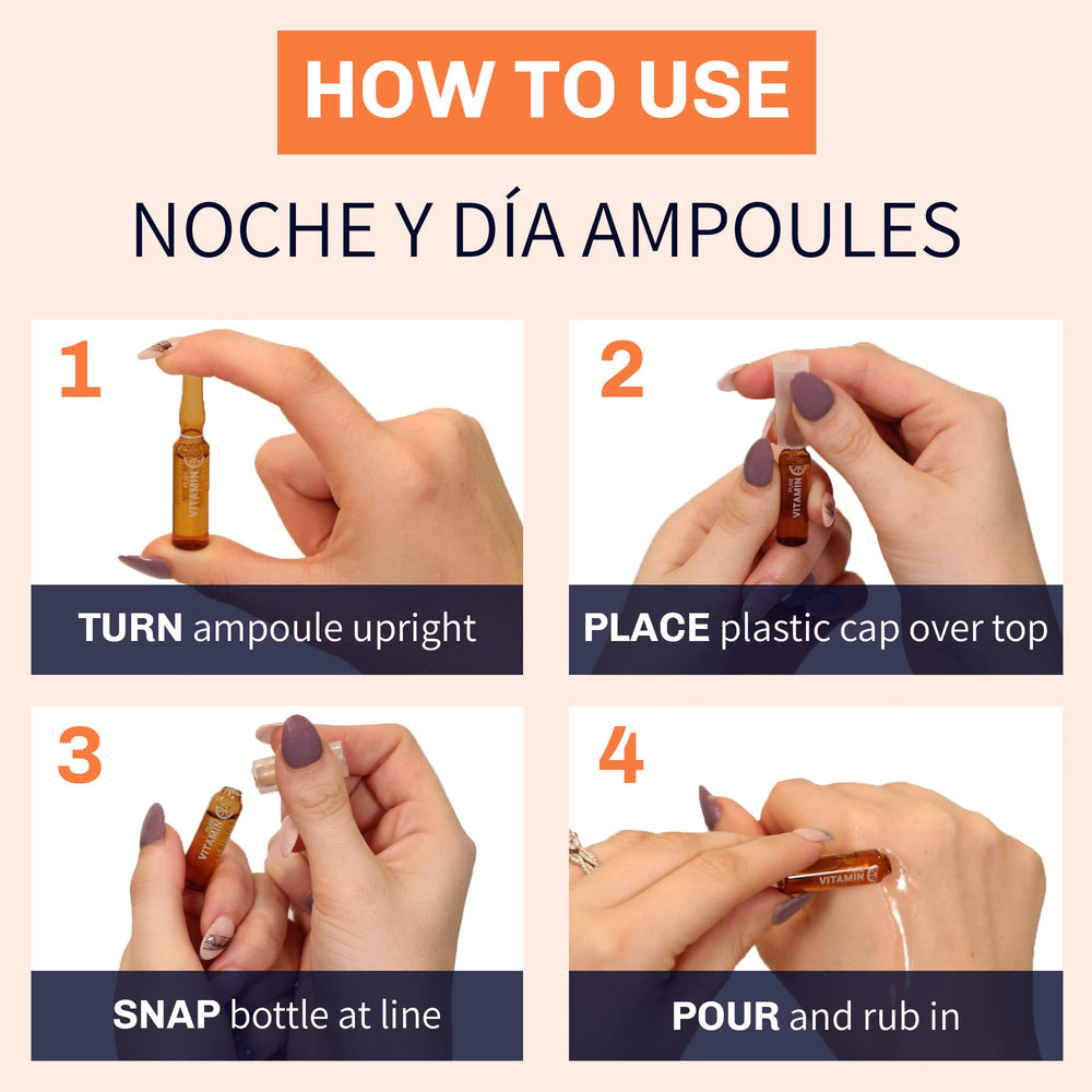 Noche Y Dia Vitamin C Ampoule Oil ingredients include biotin and niacinamide.