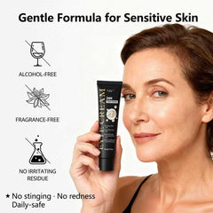 Serum texture close-up showing lightweight, fast-absorbing formula suitable for sensitive skin.