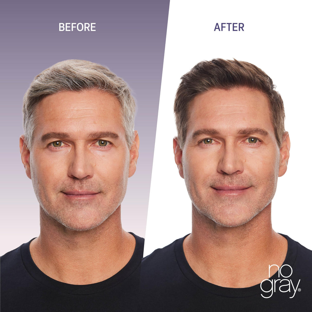 No Gray Hyaluronic Acid YouthRenew on hair strand for shine.