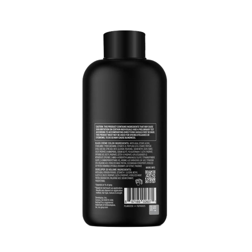 No Gray Quick Color Shampoo dual-chamber pump demonstrates fresh color and developer separation.