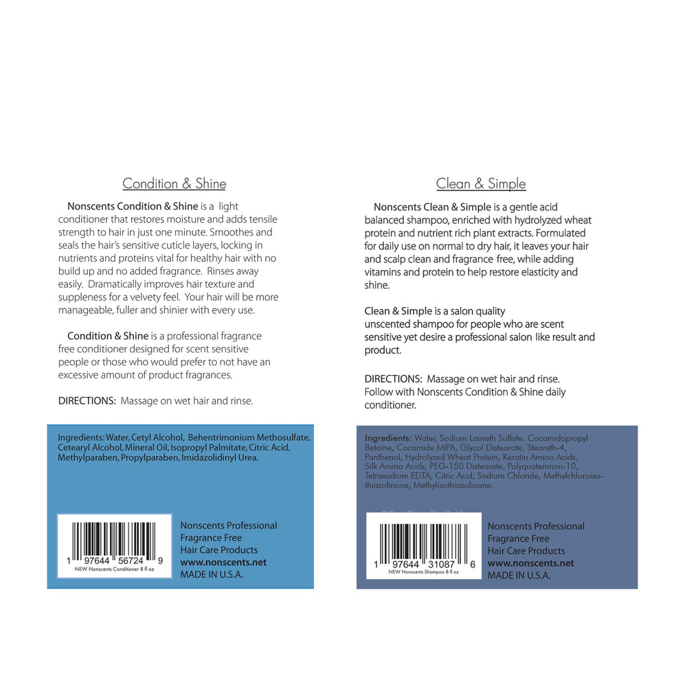 Nonscents fragrance-free conditioner bottle for hydration