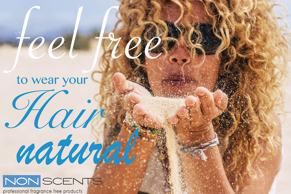 Nonscents fragrance-free curl cream during diffuse styling for natural volume.