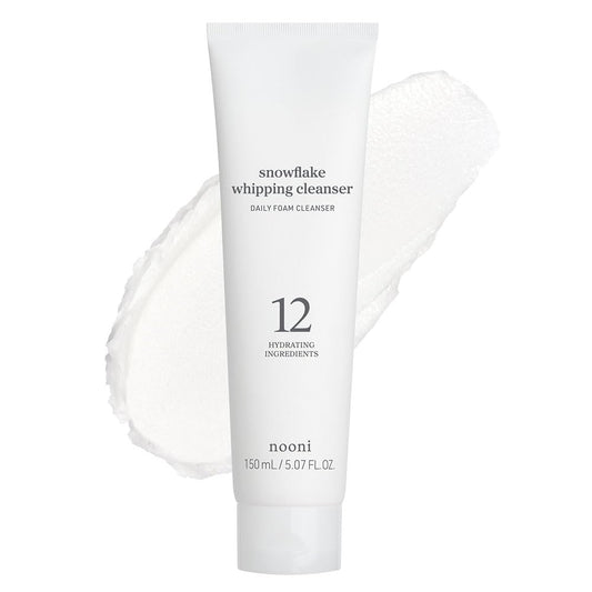 NOONI Snowflake cleansing texture transforms from cream to fluffy foam for a gentle cleanse