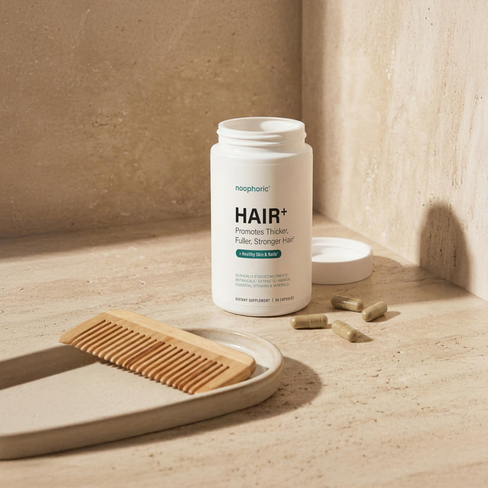 Noophoric bottle label highlights natural ingredients