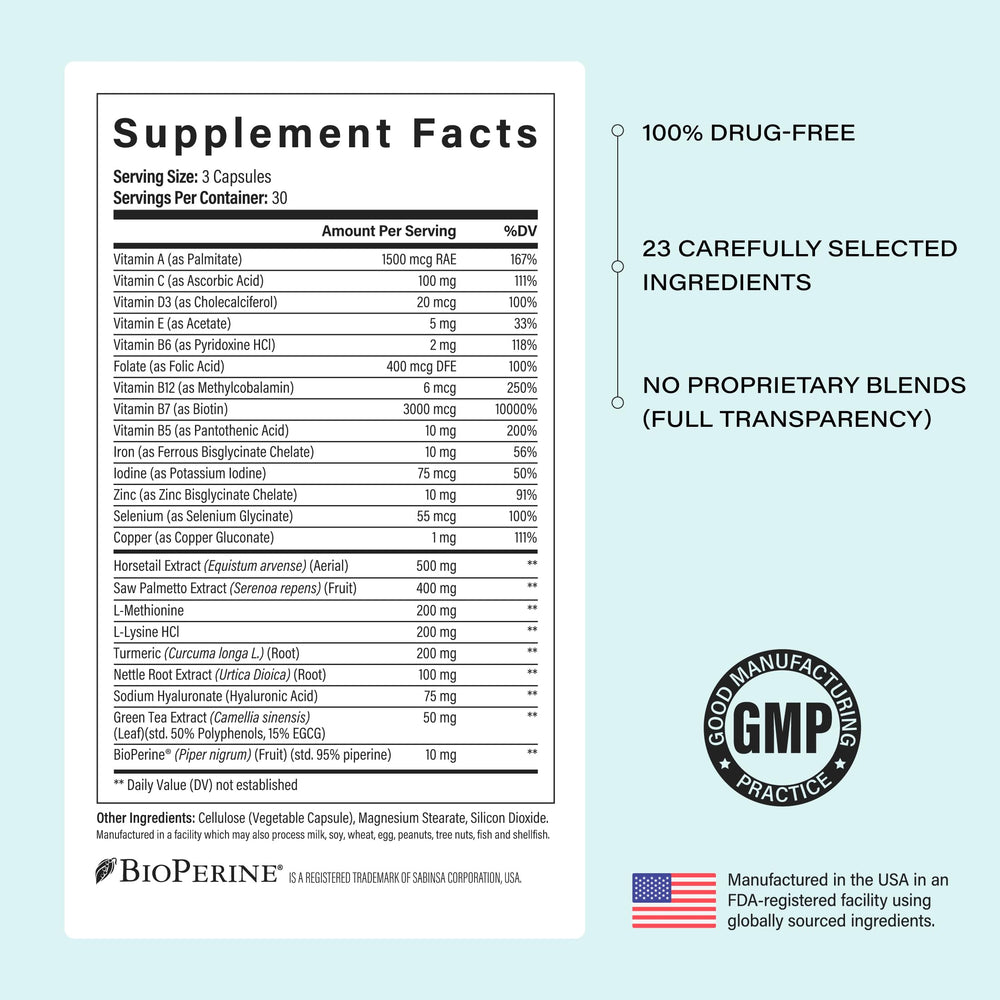 Noophoric ingredients list on packaging for nutrient-based support