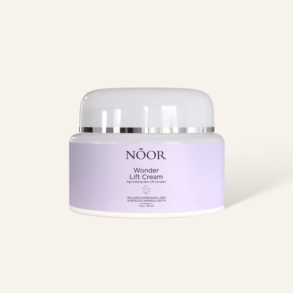 Noor Wonder Lift Cream jar demonstrates hydrating texture for daily care.
