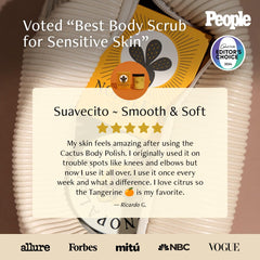 Nopalera cactus body polish Tangerine packaging and clean beauty claim