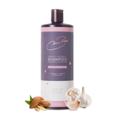 Nora Ross Garlic Extract Daily Shampoo bottle with garlic nourishment for thicker-looking hair