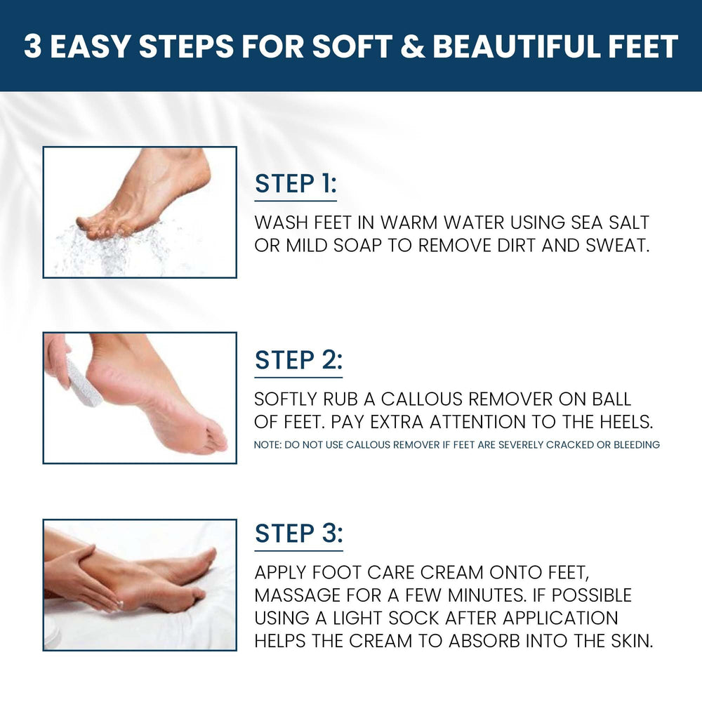 Nordic Care Foot Care Cream being applied on dry feet for deep hydration