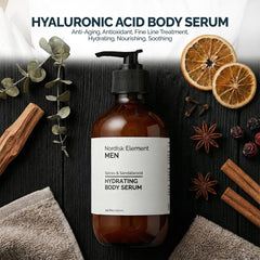 Nordisk Element Body Serum for Men finish on skin appears non-greasy.