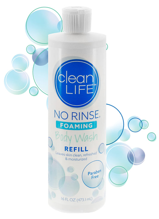 No-Rinse foaming body wash refill 16oz pour saves packaging and refills any foaming dispenser.