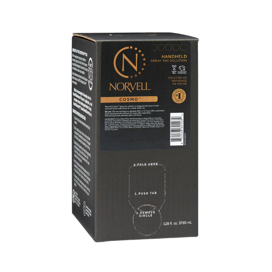 Norvell Cosmo spray tan bottle offering a natural bronze look