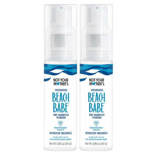 Not Your Mother's Beach Babe dry shampoo powder bottle front view for oil absorption