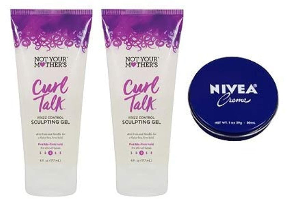 Not Your Mother's Curl Talk gel bottle demonstrates defining curls with frizz control
