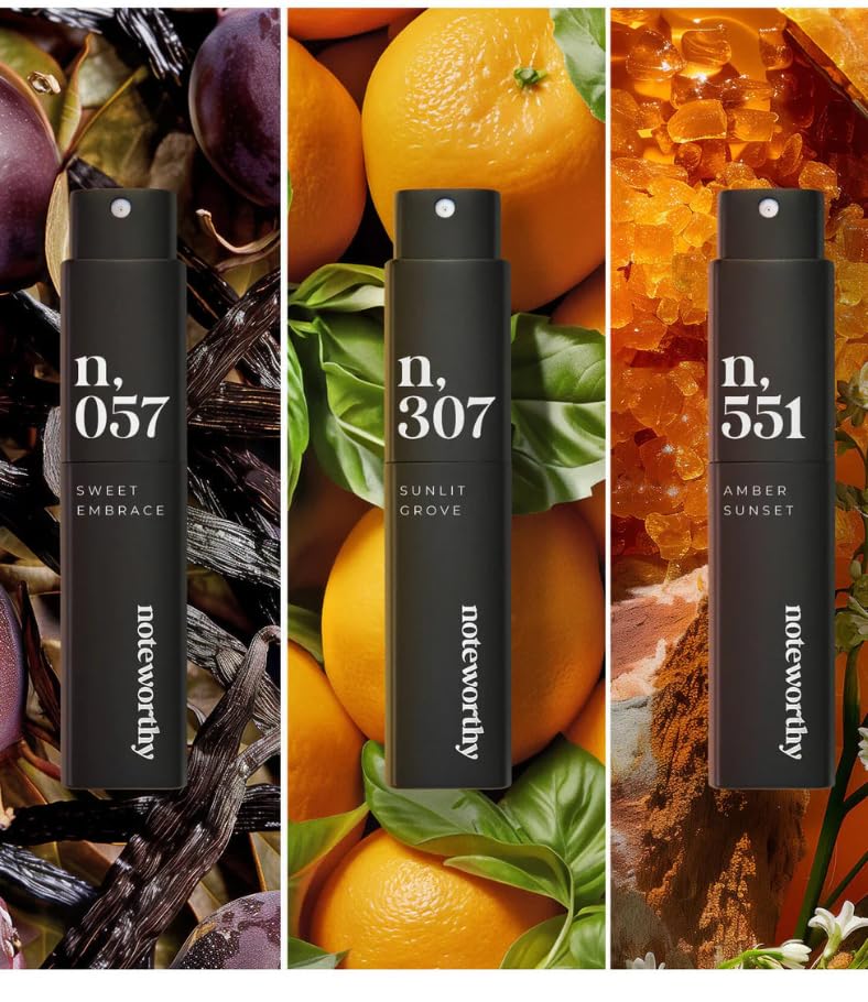 Noteworthy Essentials Trio three 8ml bottles for long-lasting fragrance