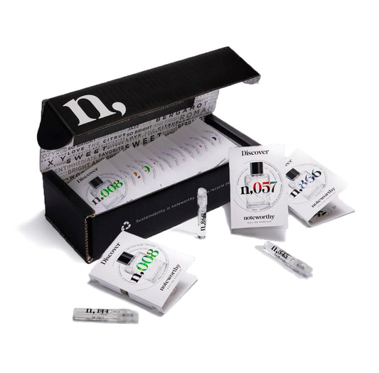 Noteworthy fragrance sampler box opened, inviting you to test diverse scents.