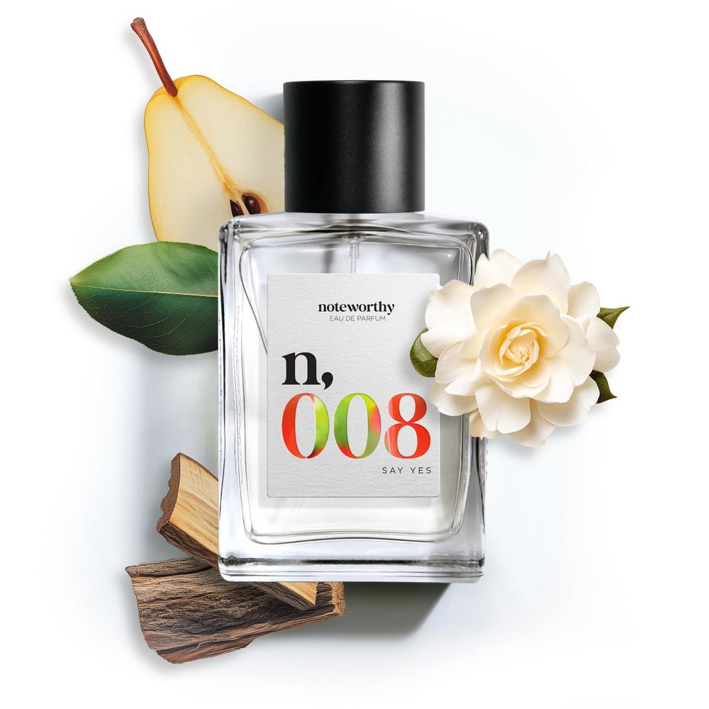 Noteworthy n,008 Say Yes bottle highlights pear top note for a lasting, fresh impression.