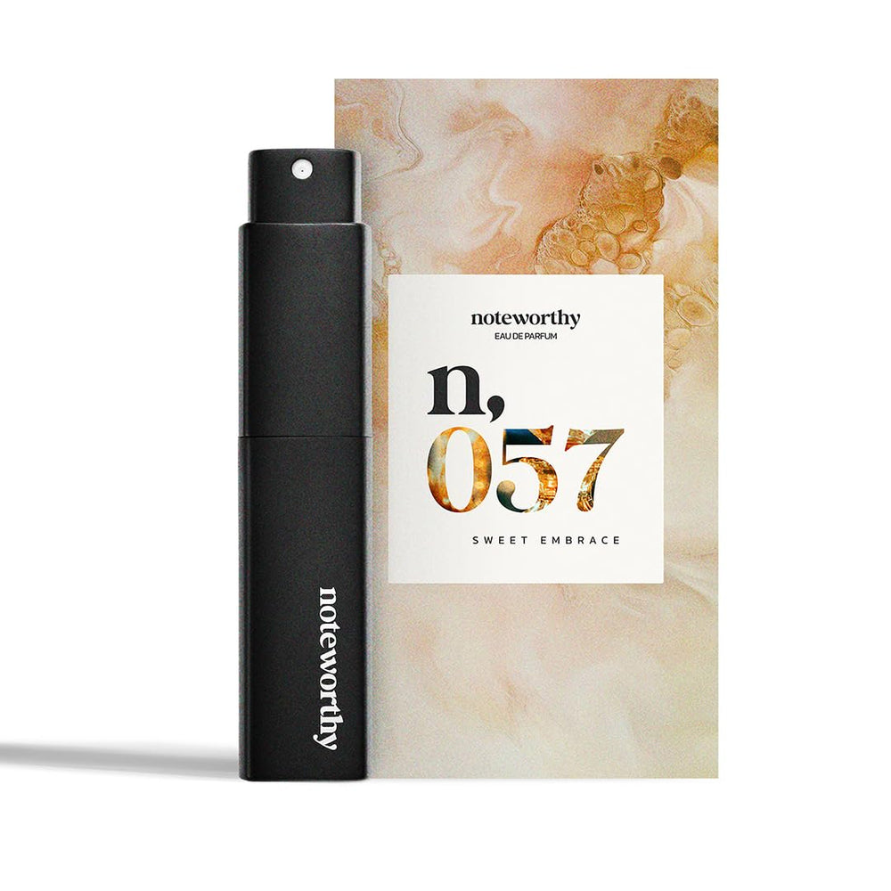 Noteworthy n057 bottle pour reveals a sweet, inviting fragrance for daily wear.
