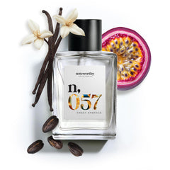 Noteworthy n057 Sweet Embrace bottle highlights warm vanilla for daily wear.