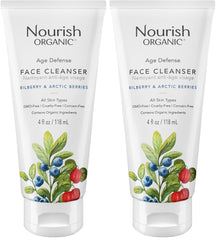 Nourish Organic Face Cleanser bottle with bilberry and Arctic berries for glowing skin