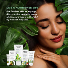 Nourish Organic packaging closeup emphasizing vegan, organic ingredients