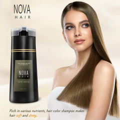Nova Hair Dye Shampoo foam application showing easy, mess-free home use