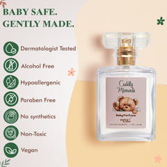 Nova Scents alcohol-free label emphasizing a clean fragrance option for little ones.