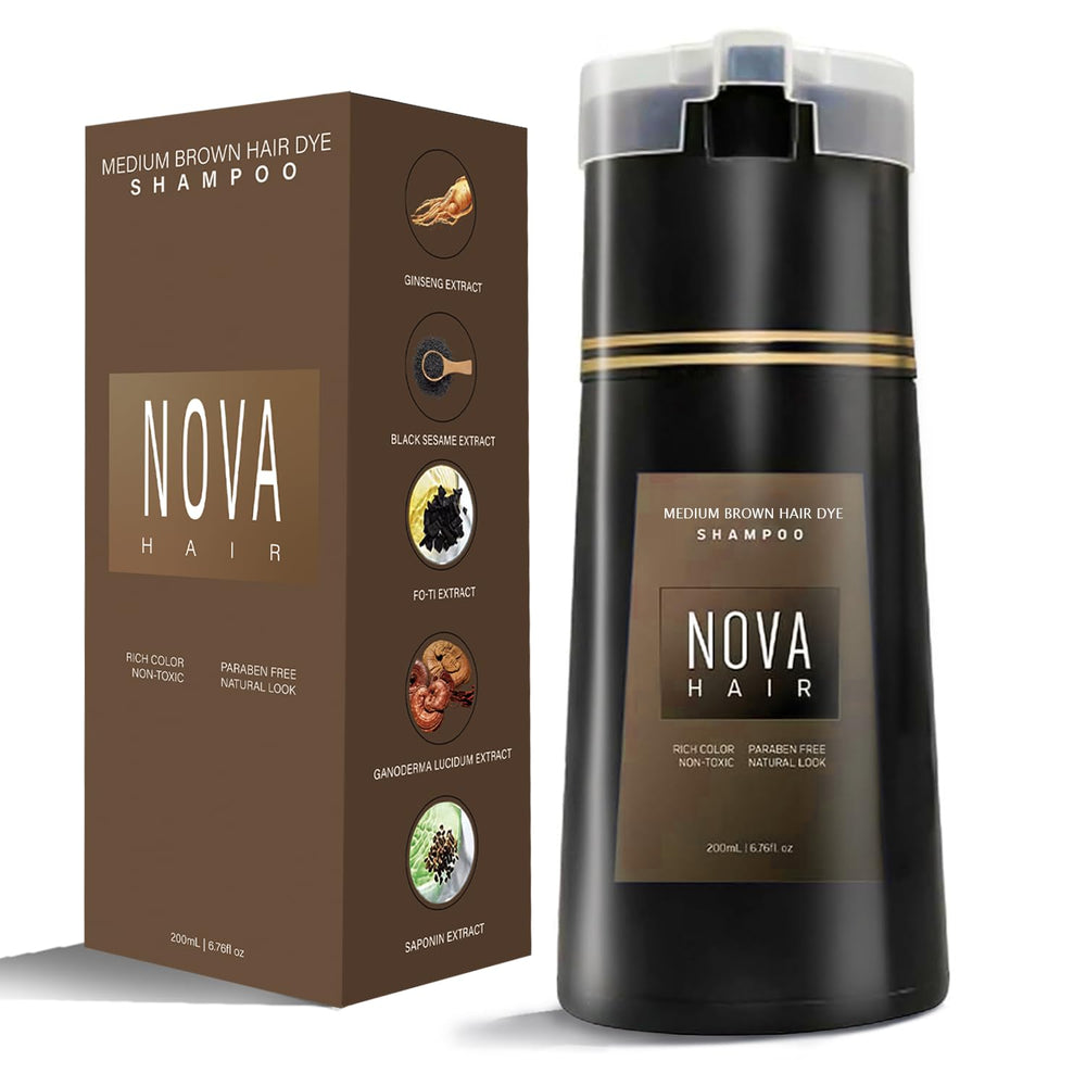 Nova Hair Dye Shampoo gray cover enables at-home gray concealment with a natural look