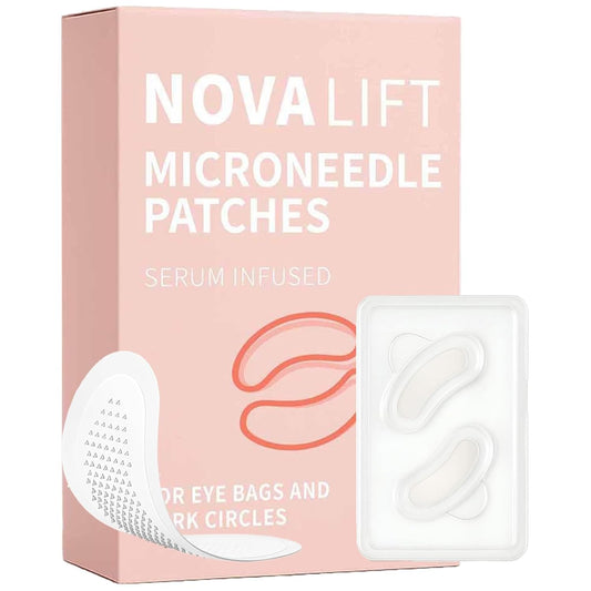 NOVALIFT Micro Eye Patches on the under-eye area for gentle hydration and a refreshed look.