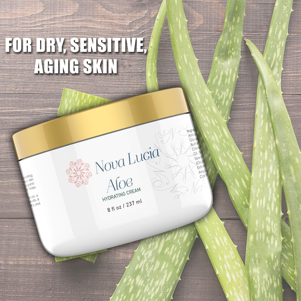 Nova Lucia Aloe Vera Cream pump bottle design enables easy, clean application.