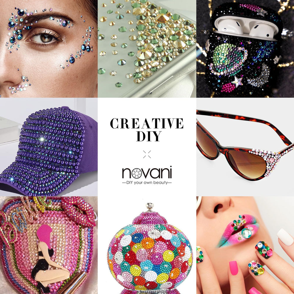 Novani crystal gems for DIY embellishments and decorative projects.