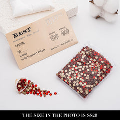 Novani red rhinestones with 16 facets for starburst sparkle