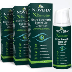 NOVEHA Demodex Eyelid Gel Cleanser bottle for gentle eyelid cleansing and dry eye relief