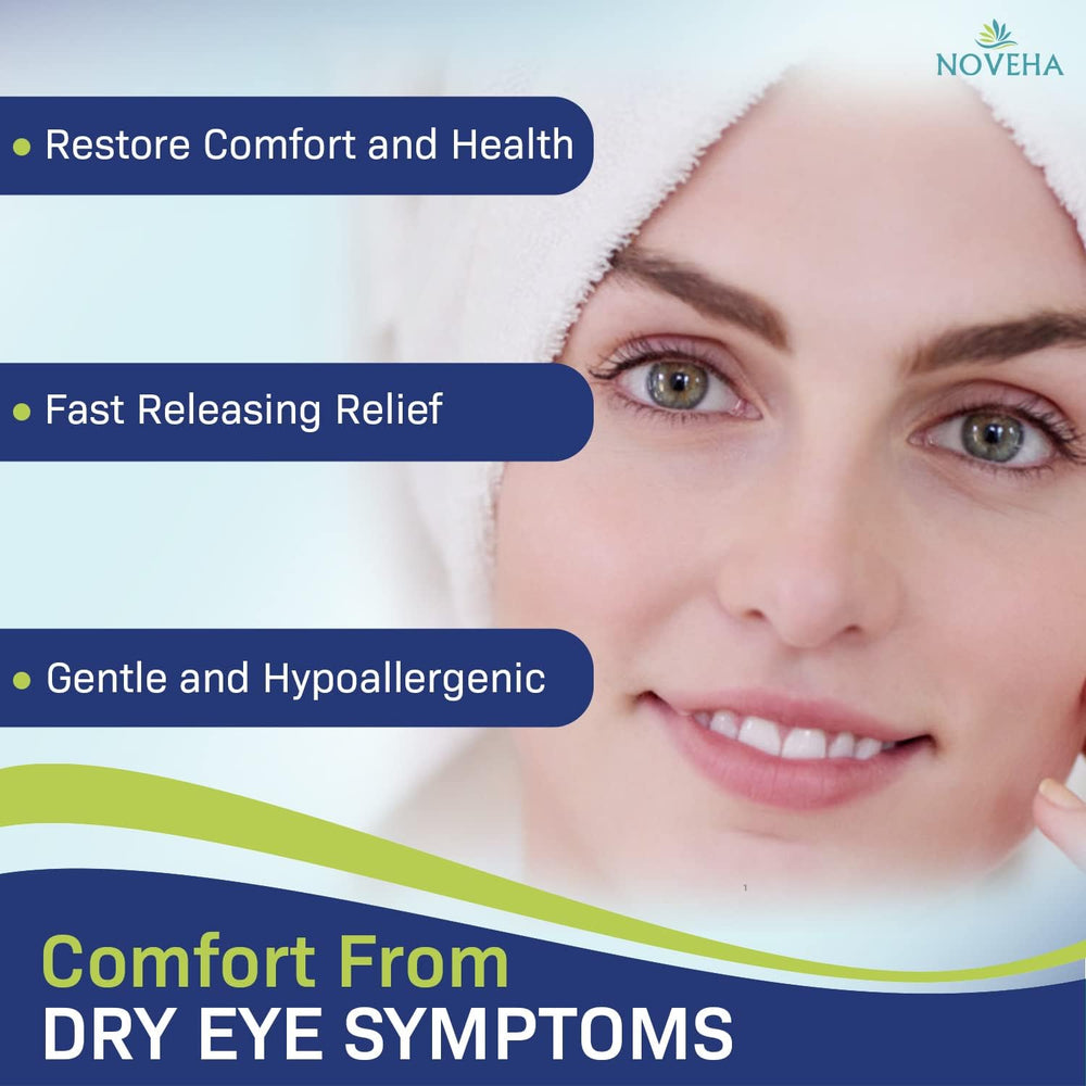 NOVEHA on-the-go eye care solution in a compact pack.