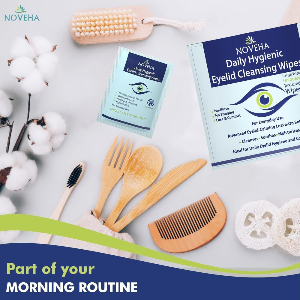 NOVEHA on-the-go eye cleansing for tidy, refreshed eyes.
