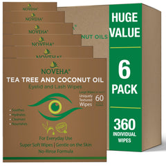 NOVEHA tea tree and coconut eyelid wipe close-up for daily ocular hygiene and gentle cleansing