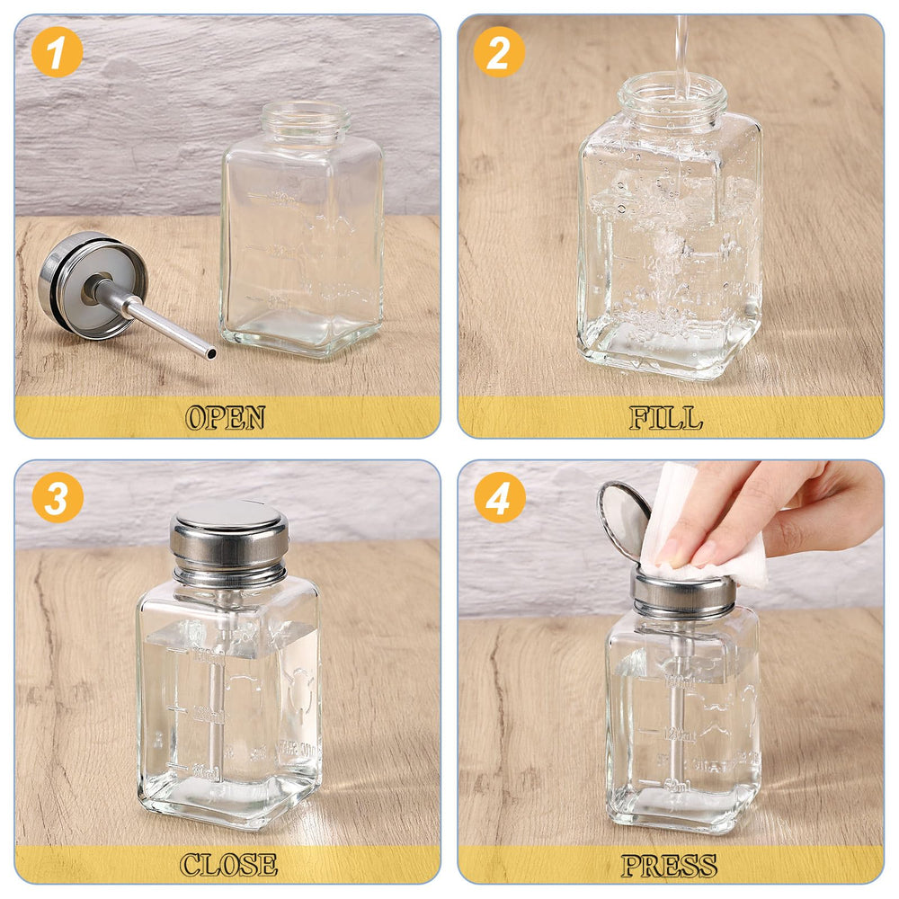 Noverlife flip-top cap glass bottle keeps remover secure and mess-free