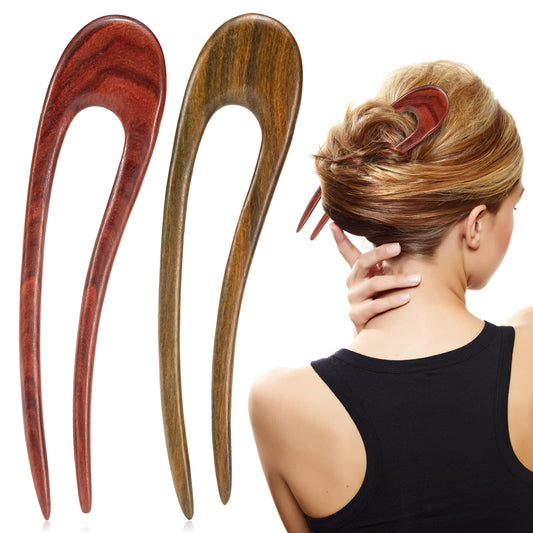 Noverlife crescent moon design hair fork in green sandalwood for casual chic looks.